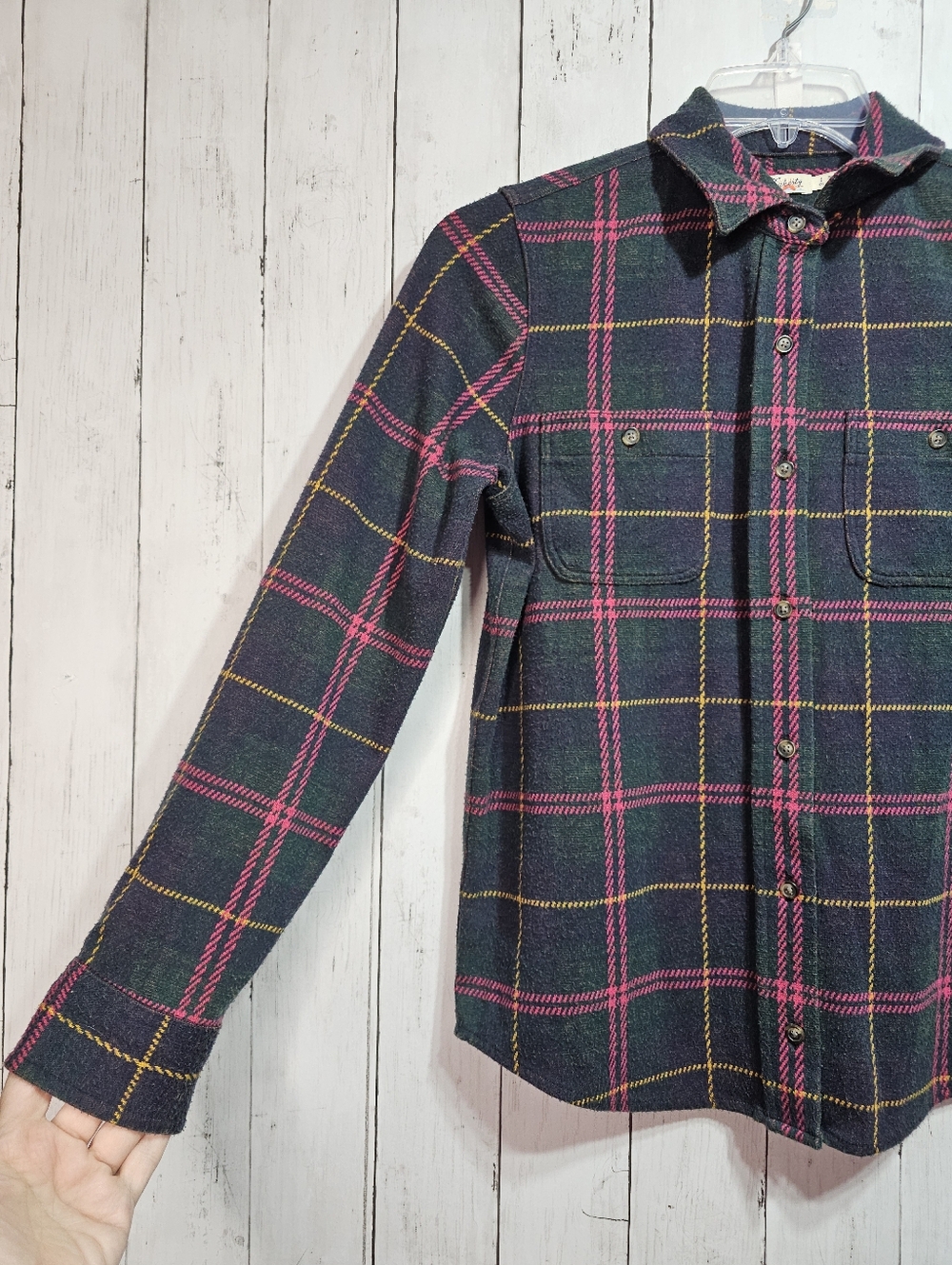 Faherty Women's Legend Sweater Shirt Size Small Outer Limits Plaid Shacket Soft. - Picture 6 of 12